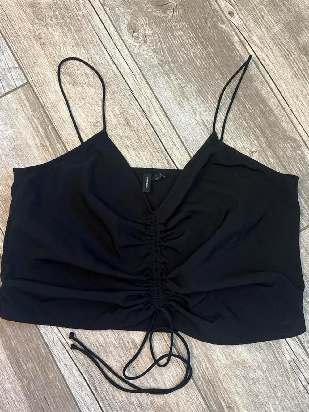 Vero Moda Black Ruched Drawstring Cami Crop Top